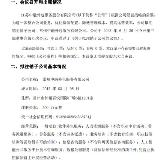 中融股份注銷常州外包服務(wù)子公司 聚焦主業(yè)與人工智能戰(zhàn)略調(diào)整